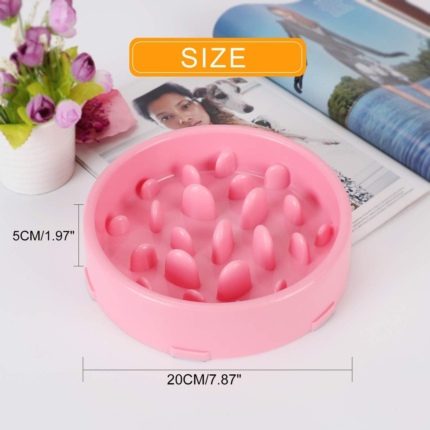 SnuggleWags slow feeder dog bowl pink anti-choke design
