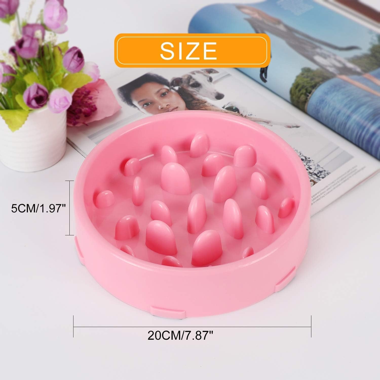 SnuggleWags slow feeder dog bowl pink anti-choke design